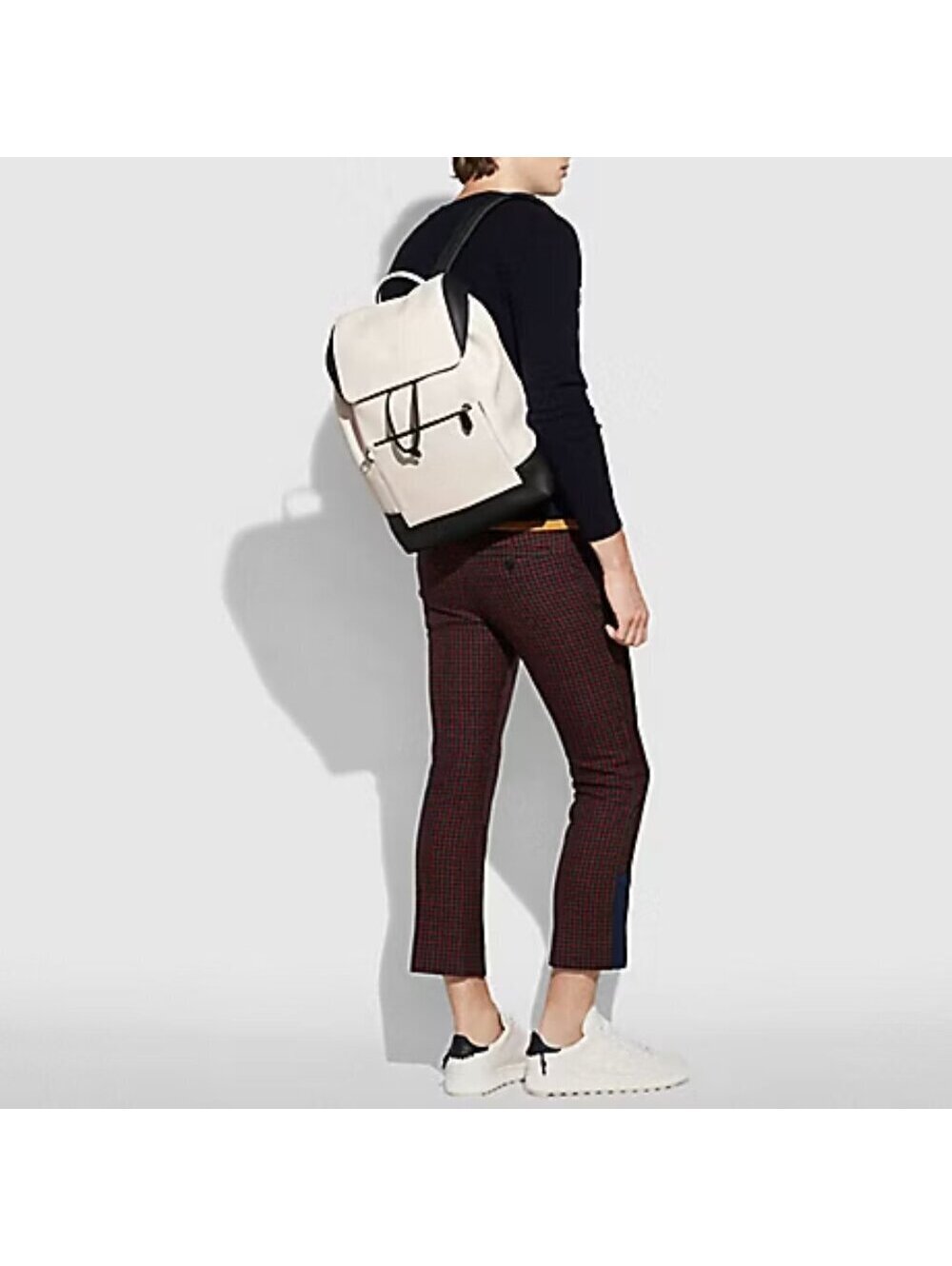 Coach Two-Tone Cream and Black Leather Backpack